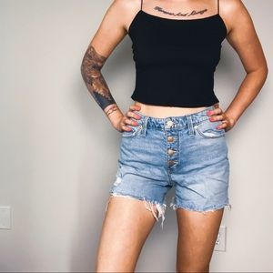 UT Light Wash Button Fly Denim Shorts